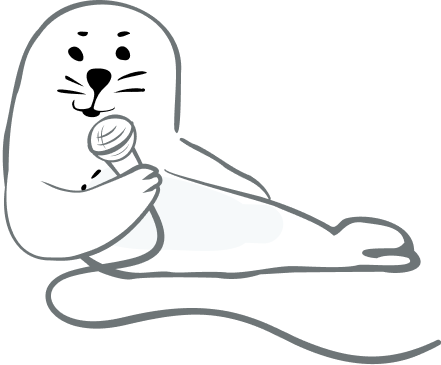 Mascotte Phoqus illustrant la prise de notes vocale